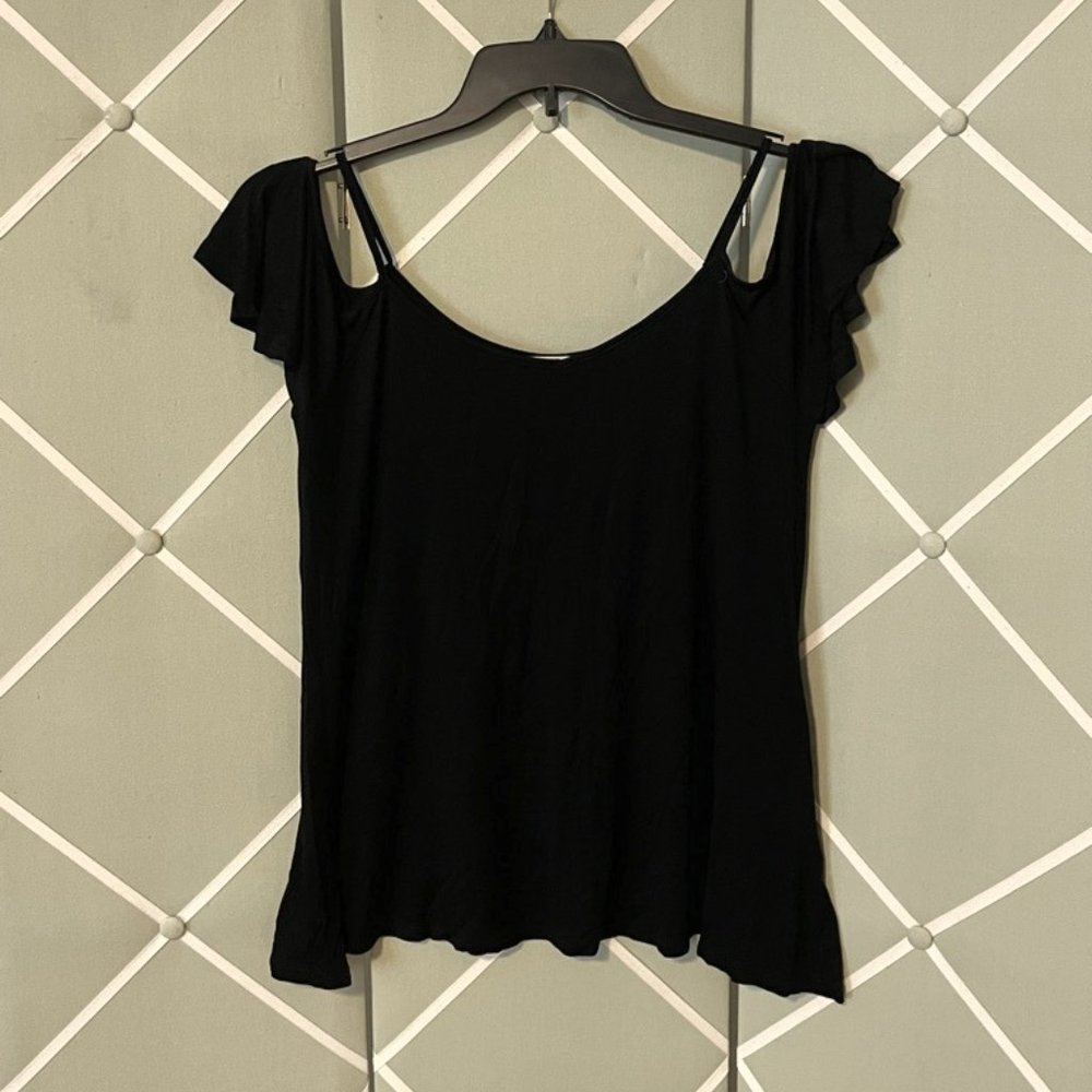 Ellie & Kate Black Cold Shoulder Top